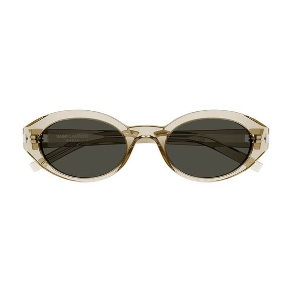 Saint Laurent Sunglasses Oval Full Rim, Transparent Beige Frame and Grey Lens - Picture 2 of 2